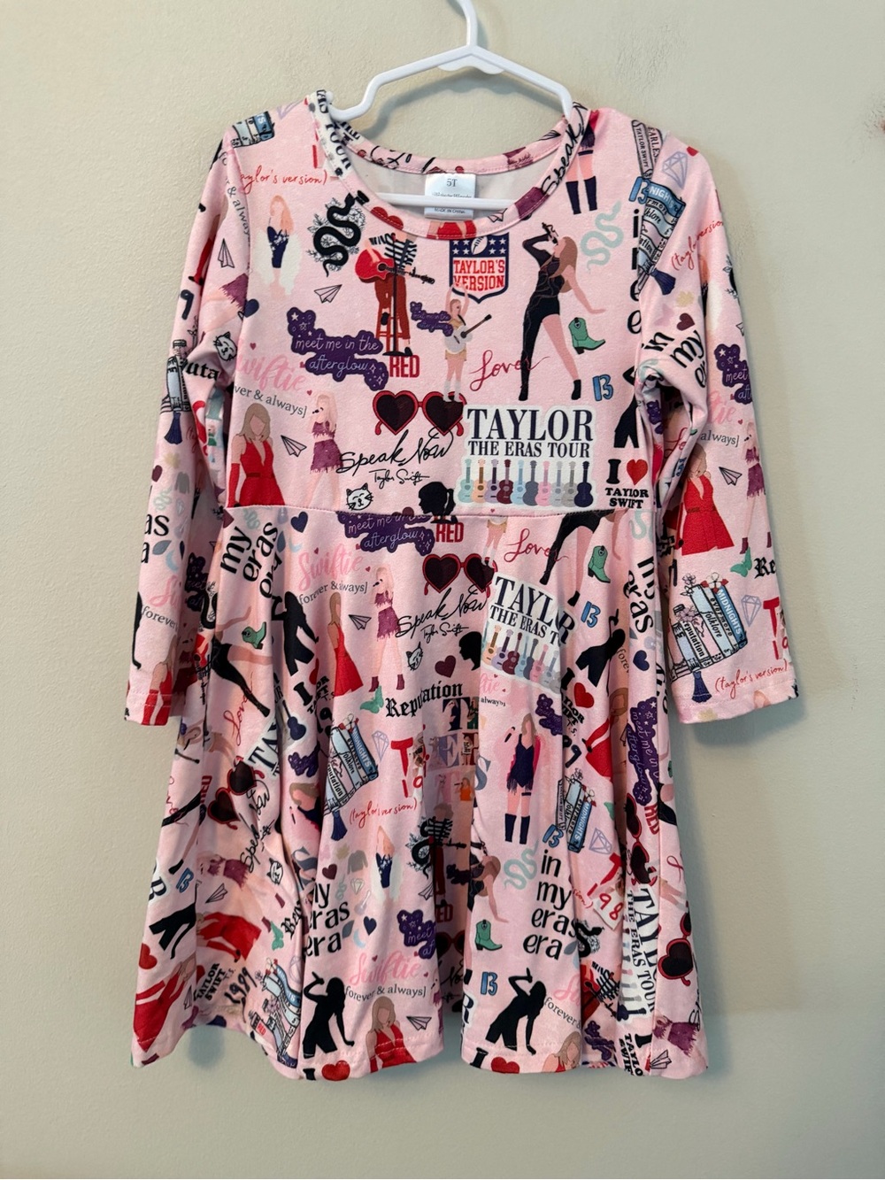 Taylor Swift Pink Kids' Long-Sleeve Graphic Dress